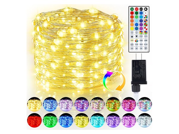 50 foot plug in fairy lights with remote and 25 color modes
