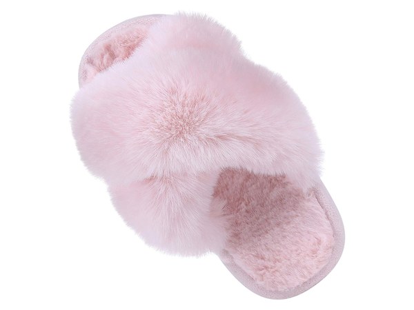 Soft plush cross-band house slippers for girls