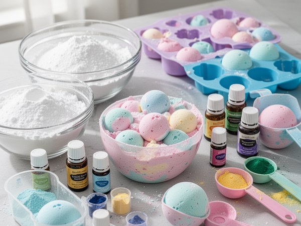 Kiss Naturals bath bomb making kit with organic ingredients and silicone mold