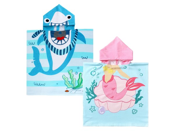 Kids hooded beach poncho cover up towel for sleepover