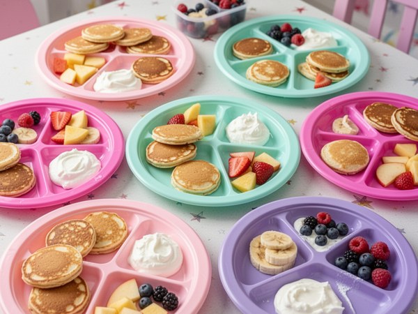 Kids colorful plastic breakfast plates set