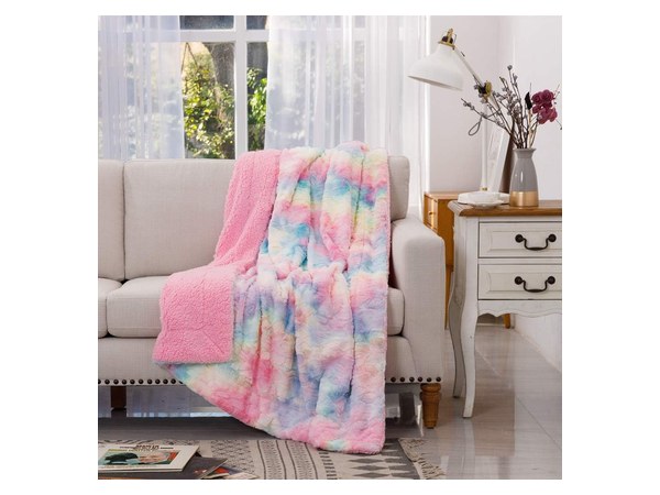 COCOPLAY W faux fur throw blanket super soft cozy