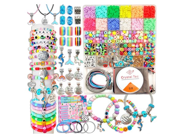 Girls friendship bracelet making kit with letter beads and charms