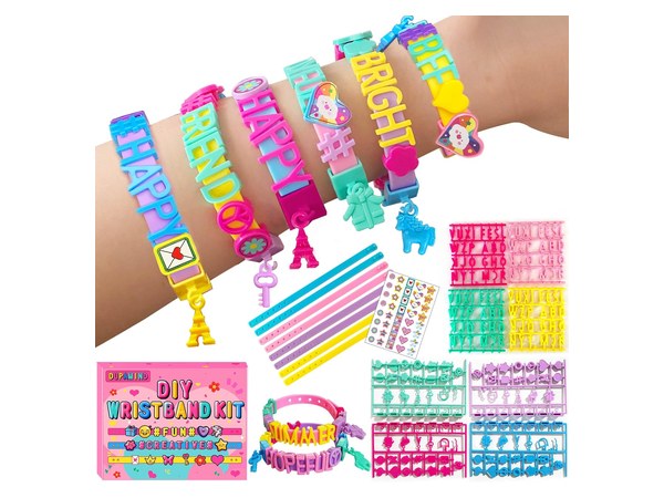 Friendship bracelet making kit with colorful threads and beads