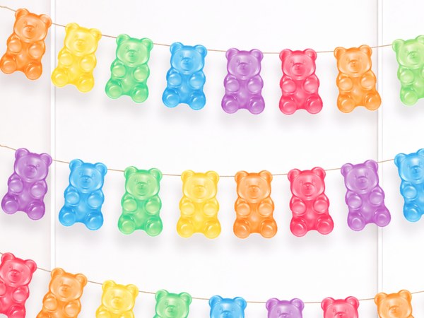 Colorful gummy bear shaped candy garland party decoration