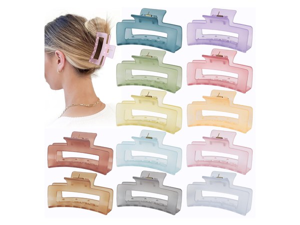 Sisiaipu hair claw clips 12 pack in square and rectangular shapes