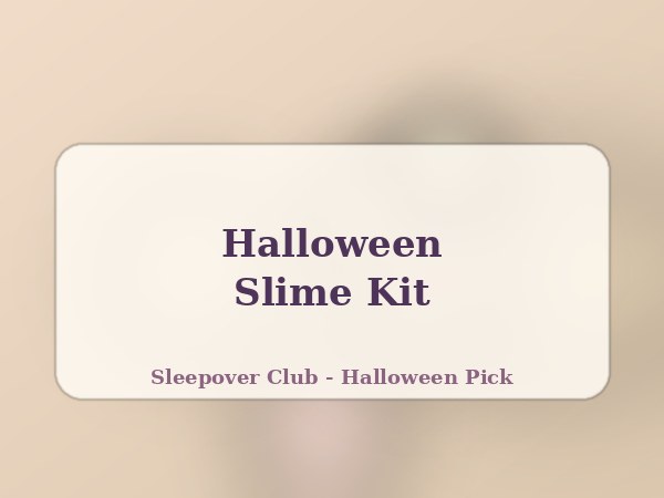Halloween themed mini slime containers with pumpkin and ghost designs on a cream surface