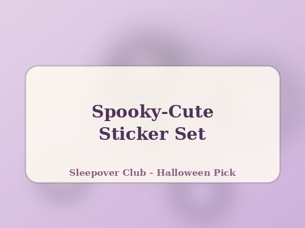 Halloween spooky cute sticker sheets in dusty purple and pumpkin peach flat lay