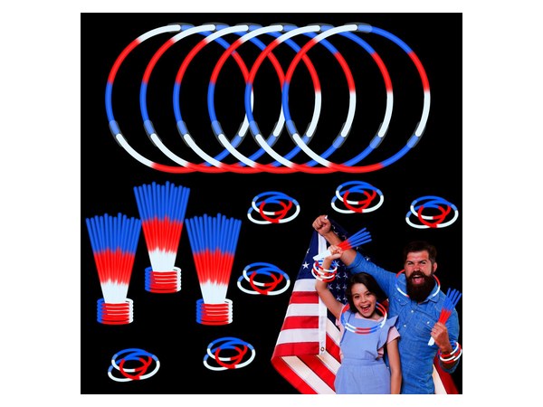 Red white and blue glow sticks party pack