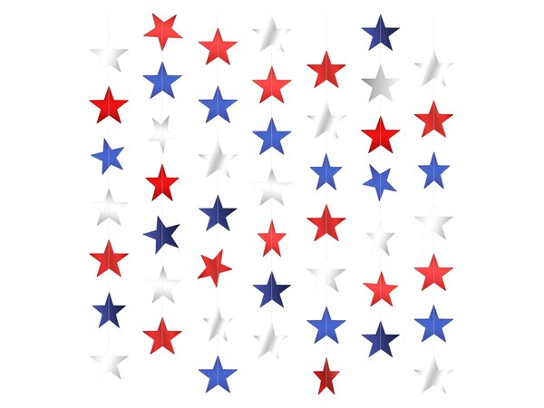 Red white and blue hanging star garland banner
