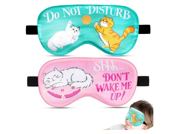 Kids satin sleep mask 2 pack with adjustable strap