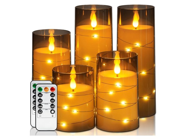Homemory flameless candles with embedded star string fairy lights