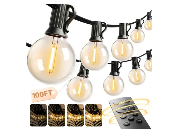 Addlon 100ft outdoor string lights with shatterproof G40 globe bulbs