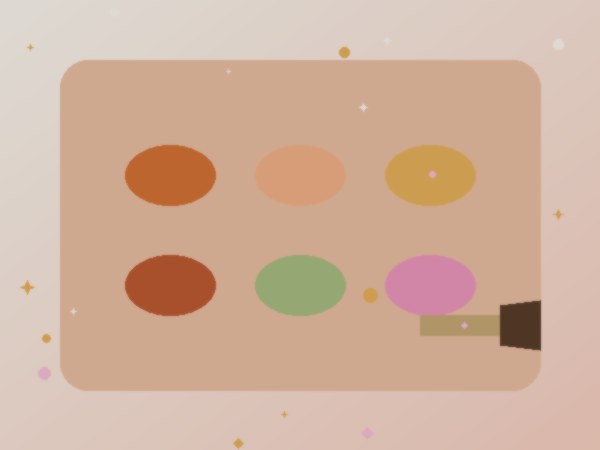 Small tubs of acrylic pumpkin paint in autumn colors with a brush