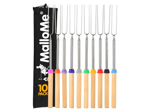 Set of telescoping marshmallow roasting sticks for s'mores