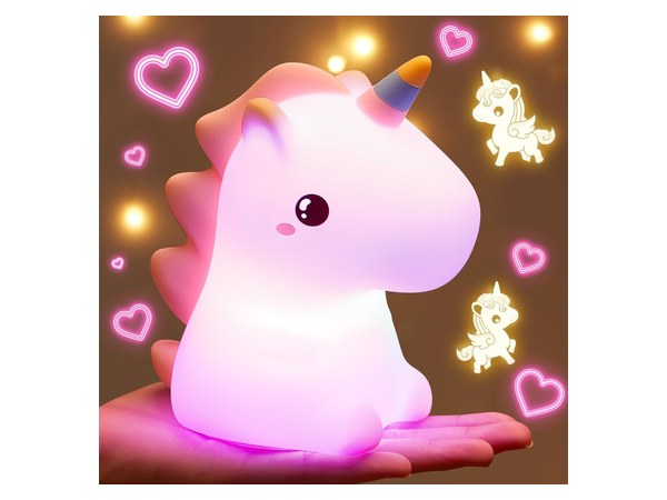 Color-changing unicorn silicone night light for kids