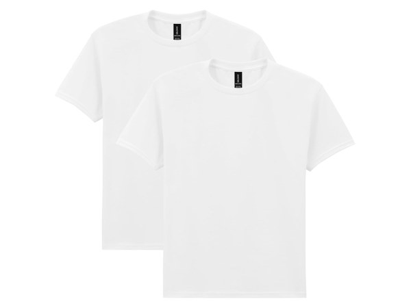Two plain white youth cotton t-shirts ready for tie dye